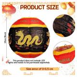 Panelee 12 Pcs Chinese New Year Paper Lanterns Party Decorations Lunar New Year Hanging Round Lanterns Spring Festival Hanging Party Decorations for 2025 Lunar New Year Party Indoor Outdoor Supplies -
