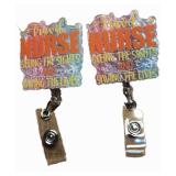 Nurse ID Badge Holder Retractable Reel - Seeing the Sights Saving Lives 2 Count - Retail: $12
