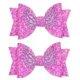 Glitter Hair Bows with Angel Wing Design, 3.54 inch Sparkling Purple Hair Bow Clips Non Slip Alligator Hair Clip Sequin Boutique Bows for Girls 4-6 8-12 Toddlers Teens - Retail: $8
