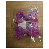 Glitter Hair Bows with Angel Wing Design, 3.54 inch Sparkling Purple Hair Bow Clips Non Slip Alligator Hair Clip Sequin Boutique Bows for Girls 4-6 8-12 Toddlers Teens - Retail: $8