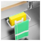 Kinisa 2 in 1 Sponge Holder - Instant Dry Sink Caddy, Organizer for Sponges, Brushes, Dish Cloth - Stainless Steel (White) - Retail: $6