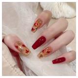 Press-On Nails Set with Fall Maple Leaf Design 3Packs - Retail: $12