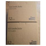 x2 12- Pack E12 Candle Light Bulbs,40W Candelabra Light Bulbs, B10 Clear Candle Base Bulb with Warm White 2700K, 380 Lumen Dimmable, for Pendants or Outdoor, Ceiling Fan, Fireplace, Wal - Retail: $16