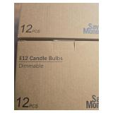 x2 12- Pack E12 Candle Light Bulbs,40W Candelabra Light Bulbs, B10 Clear Candle Base Bulb with Warm White 2700K, 380 Lumen Dimmable, for Pendants or Outdoor, Ceiling Fan, Fireplace, Wal - Retail: $16