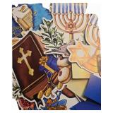 x6 Qpout 9 Pieces Hanukkah Table Decorations Set, Hanukkah Decorations Honeycomb Paper Centerpieces Perfect for Chanukah Decorations Dinner Chanukkah Themed Holiday Home Party Supplies