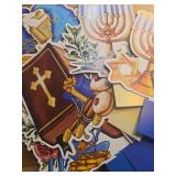 x6 Qpout 9 Pieces Hanukkah Table Decorations Set, Hanukkah Decorations Honeycomb Paper Centerpieces Perfect for Chanukah Decorations Dinner Chanukkah Themed Holiday Home Party Supplies