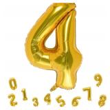 x2 32 Inch Gold Number 4 Balloons Foil Ballon Digital Birthday Party Decoration Supplies (Gold Number 4 Balloon) - Retail: $10