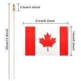 QQSD Canada Small Flag Canadian Stick Mini Hand Held Flags - Solid Wooden Pole with Spear Top, 12 Pack - Retail: $8