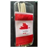 QQSD Canada Small Flag Canadian Stick Mini Hand Held Flags - Solid Wooden Pole with Spear Top, 12 Pack - Retail: $8