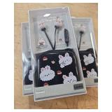 x3 Kawaii Bunny Earbuds with Storage Case - Retail: $24