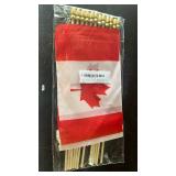 QQSD Canada Small Flag Canadian Stick Mini Hand Held Flags - Solid Wooden Pole with Spear Top, 12 Pack - Retail: $8