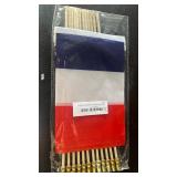 QQSD France Small Flag French Stick Mini Hand Held Flags - Solid Wooden Pole with Spear Top, 12 Pack - Retail: $8
