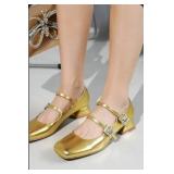 Cape Robbin Harri Metallic Leather Mary Jane Heels (Harri) 7.5 - Retail: $39