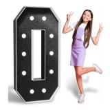 Marquee Numbers 0 Black Birthday Decorations: 4ft Large Light Up Sign Marquee Numbers 4 Feet Tall for 20th 30th 40th 50th 60th Birthday Anniversary 2025 Graduation Party Balloon Decor for Man Woman - 