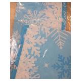 x2 CC HOME 1 Pack Christmas Blue Snowflakes Plastic Tablecloth 54 x 87 Inch Long Rectangular Winter Wonderland Table Cover for Buffet, Birthday Party Dinner, Picnic or Tablecloth for Kitchen Event Use