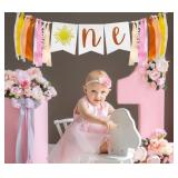 You Are My Sunshine High Chair Banner,First Trip Around The Sun Birthday Decoration,Boho Sunflower Party Decoration for 1st Baby Girl Boy Shower Supplies - Retail: $8