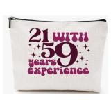 21 with 59 Years Experience Birthday Canvas Makeup Bag - 2 Pack - Retail: $24