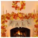 FALL PARTY BUNDLE - 62pcs Party Decorations with Fall Plates and Napkins for Thanksgiving Festival WITH 13.2FT Fall Leaves Garland with Banner - Retail: $29