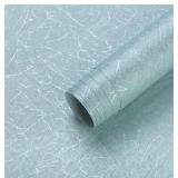 GloryTik Blue Silk Embossed Wallpaper, Light Blue, Removable, Self-Adhesive Polyester - Retail: $11