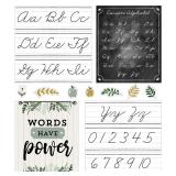 Carson Dellosa 39-Piece Farmhouse Cursive Alphabet and Number Line Bulletin Board Set, Cursive Alphabet Wall Strip and Number Line, Cursive Classroom Poster, and Modern Farmhouse Classroom Cutouts - R