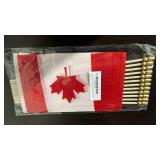 QQSD Canada Small Flag Canadian Stick Mini Hand Held Flags - Solid Wooden Pole with Spear Top, 12 Pack
