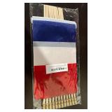 QQSD France Small Flag French Stick Mini Hand Held Flags - Solid Wooden Pole with Spear Top, 12 Pack