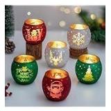 Hewory Christmas Votive Candle Holders: Tealight Set of 6, Frosted Spherical Glass Centerpiece for Dinner Table, Fireplace, Holiday Party Decorations - Retail: $10
