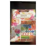 2025 Weekly Monthly Planner with Floral Design and Motivational Stickers - Retail: $24