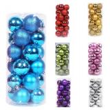 24Pcs Christmas Balls Ornaments, Set Decorations Balls for Xmas Tree Balls, Hanging Ball for Holiday, Wedding, Party rive Blue - Retail: $5
