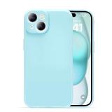 XIEWE Compatible with iPhone 15 6.1 inches Case Matte TPU Materials Dust-Proof Light Thin Lens Protection Soft Slim Phone Case for Men Boys and Women Girls - Light Blue - Retail: $18