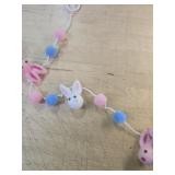E ETERNAL GLORY Easter Felt Garland White Pink Wool Rabbit Pom Pom Banner Handmade Bunny Ball Garland for Easter Party Baby Shower Nursery Decorations Wall Hanging Decor (Not Exactly Like Stock Photo)