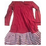 Arshiner Girls Red Dress with Striped Ruffle Hem Size 110 - Retail: $12