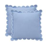 Snycler Decorative Throw Pillow Covers Cushion Cases, Set of 2 ï¼Soft Cotton Wavy Edge Designs for Garden Couch Sofa Bed Decorative 18x18inch (Blue) - Retail: $29