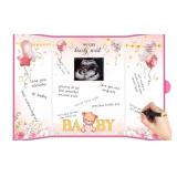 Baby Shower Guest Book for Girls, Pink Baby Shower Signature Board with Picture, Baby Shower Signature Book for Girls, Cute Bear Baby Shower Signature Board, Baby Shower Party Decoration - Retail: $12