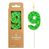 2.76 Inch Number 9 Pixel Birthday Candles, Green Miner Number Candles, Cake Number Candles, Party Celebration, Style Candle - Retail: $4