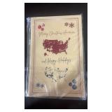 Merry Christmas America Holiday Greeting Card with USA Map Design - Retail: $4