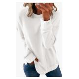 White Crewneck Sweatshirt with Ribbed Trim size xl - Retail: $25