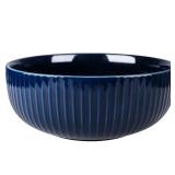 UUEMB Extra Large Salad Bowl, 2800ml Ceramic Fruit Bowl, Stylish Navy Blue Bowl Round Vertical Stripe, Soup Bowl, Serving Bowl for Salad, Fruit, Noodle, Soup(23.5x8.8cm, 95oz)