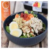 UUEMB Extra Large Salad Bowl, 2800ml Ceramic Fruit Bowl, Stylish Navy Blue Bowl Round Vertical Stripe, Soup Bowl, Serving Bowl for Salad, Fruit, Noodle, Soup(23.5x8.8cm, 95oz)