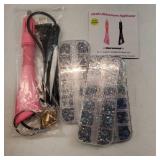 Worthofbest Hotfix Rhinestone Setter, Hot Fix Applicator Tool Bedazzler Kit with rhinestones, Kit, Hot Fixed Wand for Clothes Clothing Fabric Crafts, 5000 Pcs, AB Crystal, Clear, 3 Gems Sizes, Tips