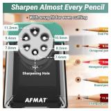 AFMAT Heavy Duty Electric Pencil Sharpener - 6 Holes, Auto Stop, for Artists & Classroom - 6-11mm Pencils, 7000 Sharpening Times, Save Pencils, Green