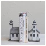 Creative Co-Op Lighthouse Bookends, Set of 2, Gray(one is broken)
