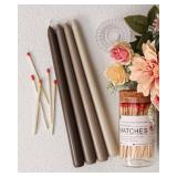 Viyffo Taper Candles 10 Inch Brown Set of 12 Unscented, Dripless, Smokeless Long Tall Tapered Candlesticks Wedding Home Decor Dinner Natural Color Series