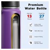 koodee Water Bottle 16 oz Stainless Steel Double Wall Vacuum Insulated Water Bottle for Kids School -Wide Mouth Sports Metal Water Flask for Girls(Purple)