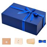 LIFELUM Navy Blue Birthday Gift Box for Men 13.85 x 8.35 x 4.45 inch, Groomsmen Proposal Gift Box for Presents with Lids Ribbon, Card, Shredded Paper Filler