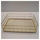 Gold Wire Mesh Basket, Iron Storage Tray Desktop Storage Baskets Gold Wire Basket Large Storage Bins for Home Kitchen Decoration, 9.6 X 6.5 X 2.6 In