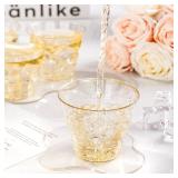 Goodluck 9 oz Gold Glitter Plastic Cups, Disposable Glitter Cups, Elegant Plastic Cocktail Glasses, Fancy Party Cups for Wedding, Birthday, Holiday