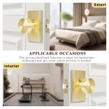 HIEMEY Privacy Gold Door Knob Interior, Satin Brass Door Knobs with Lock, Modern Round Door Handles for Bedroom Bathroom,Rectangle Rosette