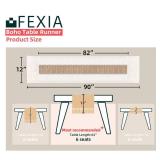 Fexia Boho Table Runner for Home Decor with Tassels 90 Inch Cream & Brown Macrame Runner for Dining & Bedroom Baby Bridal Shower Decor(12x90 Inches)