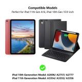 Keyboard Case for iPad A16 2025 11th Generation/ iPad 10th Gen 10.9'' 2022 Case with Keyboard, Smart Folio Cover with Pencil Holder, Slim Rechargeable Magnetic Bluetooth keyboard Detachable (Black)